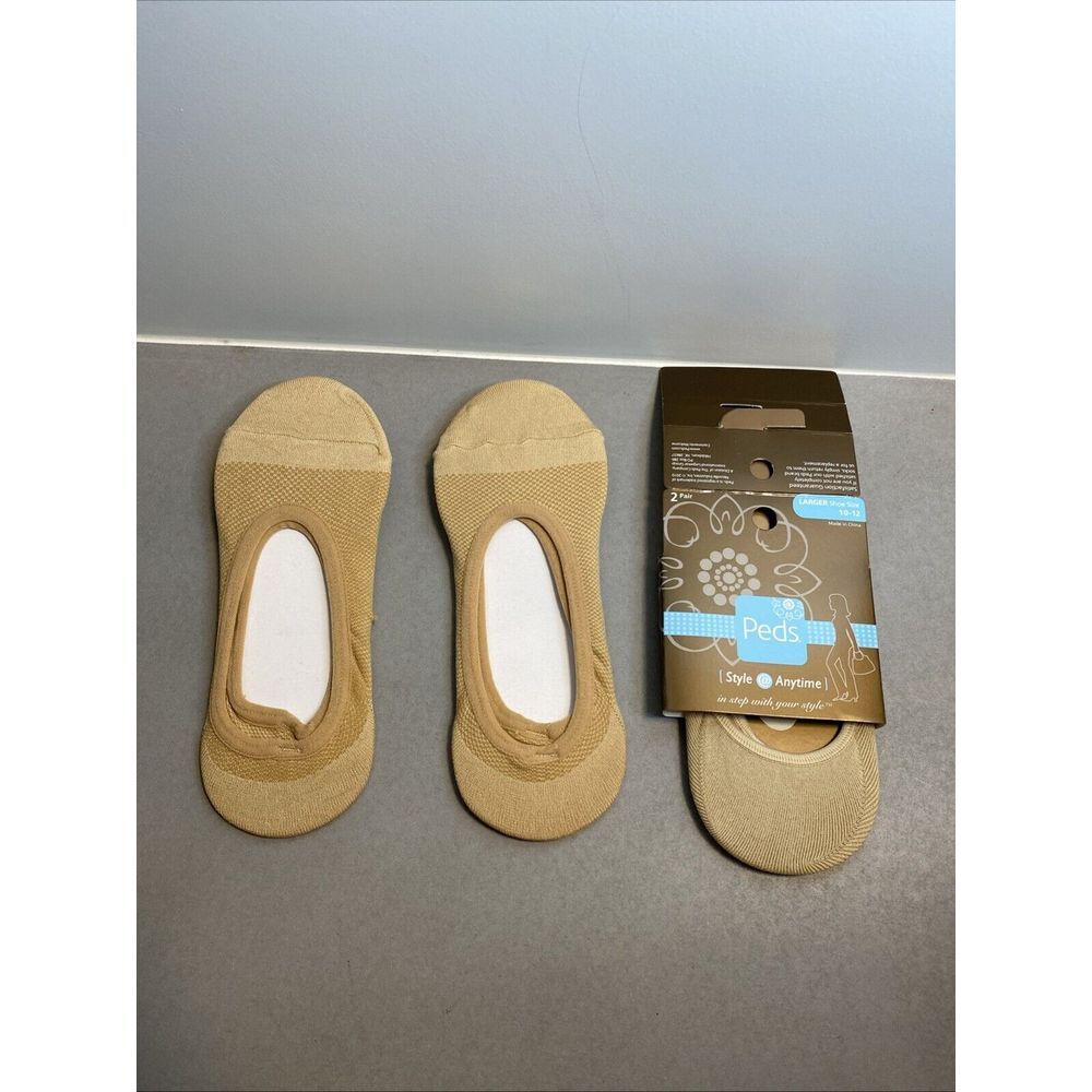 Lot 3 Pairs Liner Socks Nude‎ Shoe Size 10-12 Peds And Unbranded With Padding
